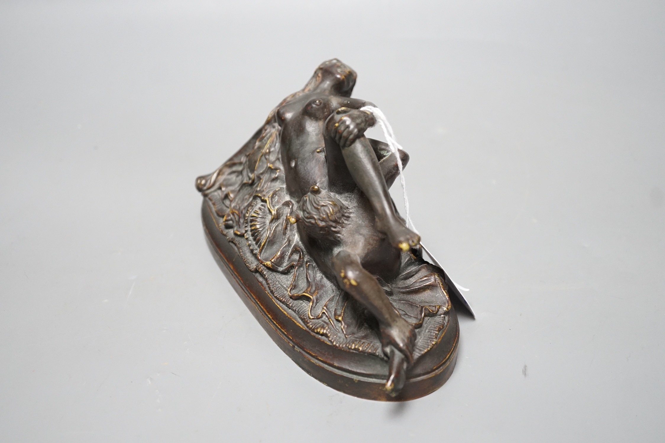 A 20th century erotic and demonic bronze figure group, 20cm long